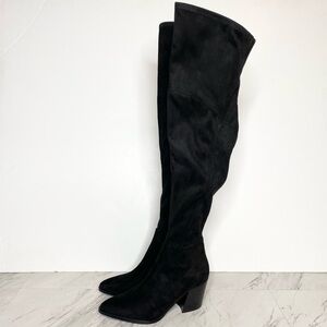 New! Marc Fisher Cathi Black Faux Suede Over The Knee Black Boot 6M